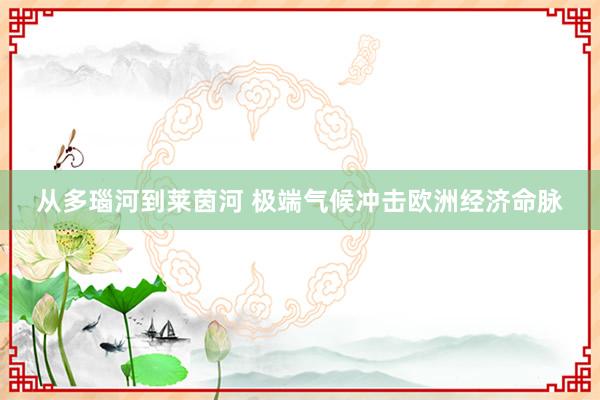 从多瑙河到莱茵河 极端气候冲击欧洲经济命脉