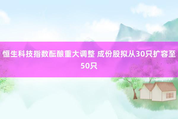 恒生科技指数酝酿重大调整 成份股拟从30只扩容至50只