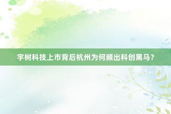 宇树科技上市背后杭州为何频出科创黑马？