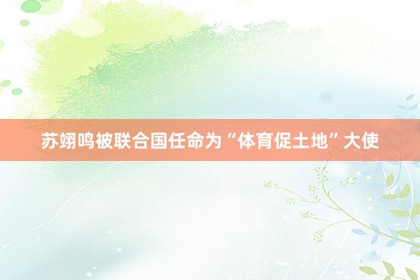 苏翊鸣被联合国任命为“体育促土地”大使