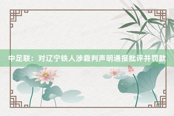 中足联：对辽宁铁人涉裁判声明通报批评并罚款