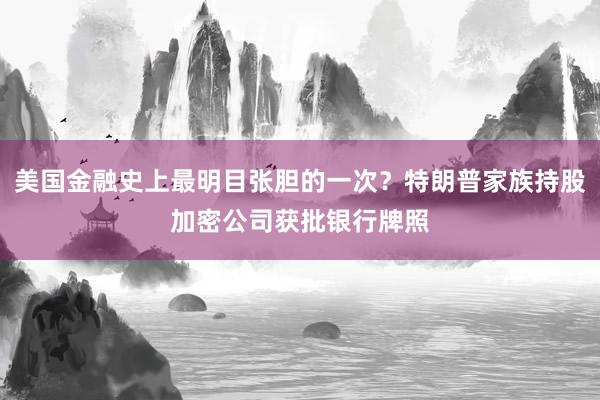 美国金融史上最明目张胆的一次？特朗普家族持股加密公司获批银行牌照