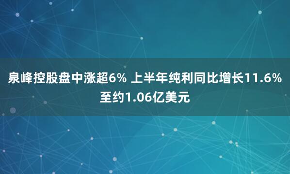 泉峰控股盘中涨超6% 上半年纯利同比增长11.6%至约1.06亿美元