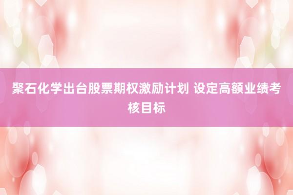 聚石化学出台股票期权激励计划 设定高额业绩考核目标
