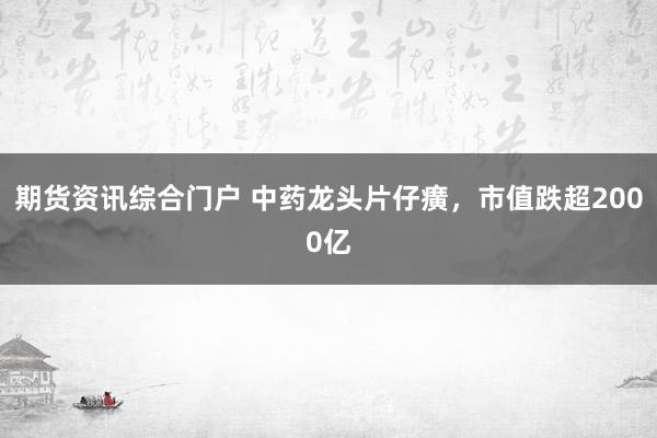 期货资讯综合门户 中药龙头片仔癀，市值跌超2000亿