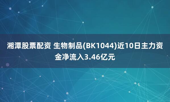 湘潭股票配资 生物制品(BK1044)近10日主力资金净流入3.46亿元