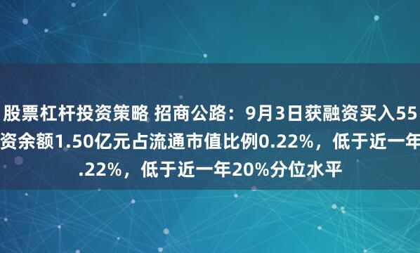 股票杠杆投资策略 招商公路：9月3日获融资买入552.22万元，融资余额1.50亿元占流通市值比例0.22%，低于近一年20%分位水平