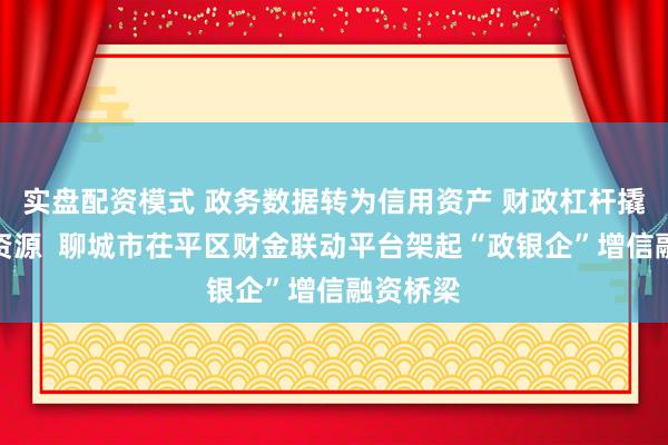 实盘配资模式 政务数据转为信用资产 财政杠杆撬动信贷资源  聊城市茌平区财金联动平台架起“政银企”增信融资桥梁
