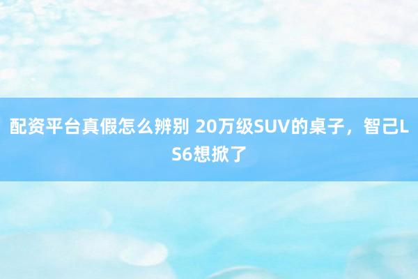 配资平台真假怎么辨别 20万级SUV的桌子，智己LS6想掀了