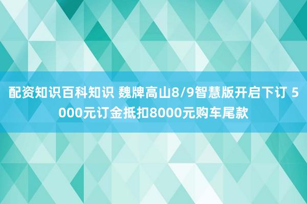 配资知识百科知识 魏牌高山8/9智慧版开启下订 5000元订金抵扣8000元购车尾款