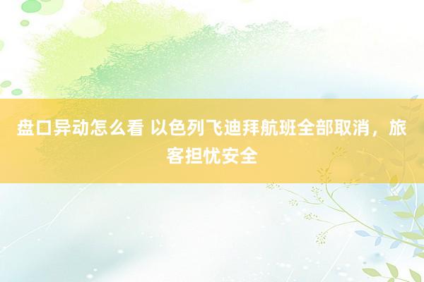 盘口异动怎么看 以色列飞迪拜航班全部取消，旅客担忧安全